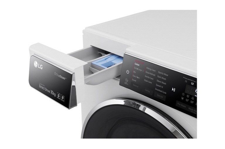 LG Lave-Linge 10KG | TurboWash™ | 6 Motion Direct Drive | Truesteam™ | Bandeau incliné tactile | Finitions chromées | Smart NFC Tag On, LG F14952WHS