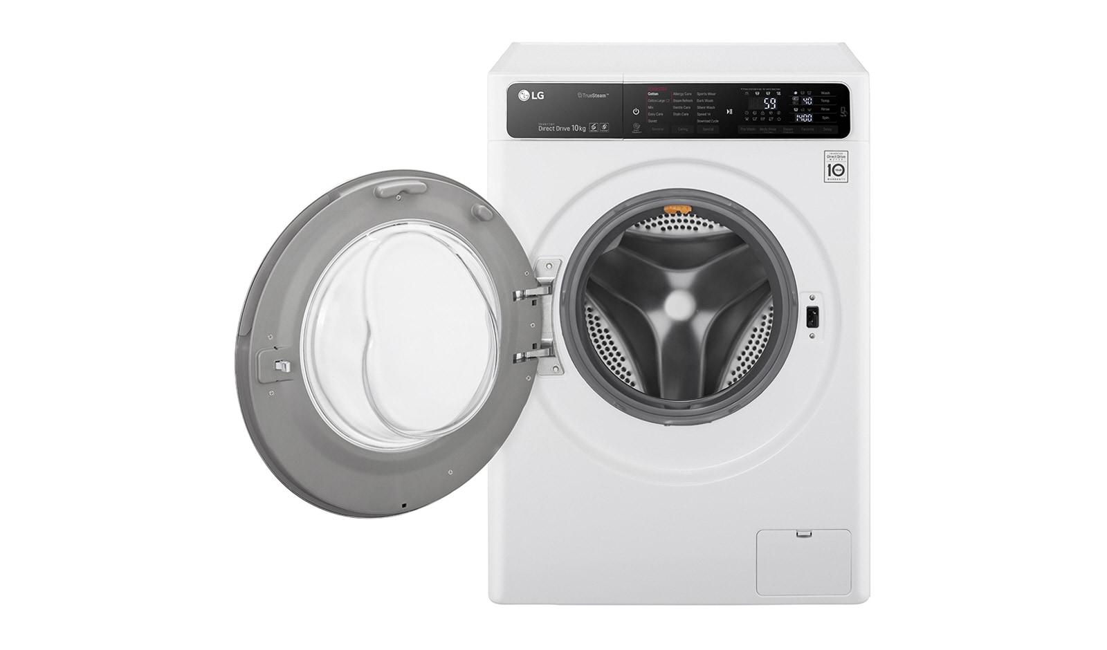 LG Lave-Linge 10KG | TurboWash™ | 6 Motion Direct Drive | Truesteam™ | Bandeau incliné tactile | Finitions chromées | Smart NFC Tag On, LG F14952WHS