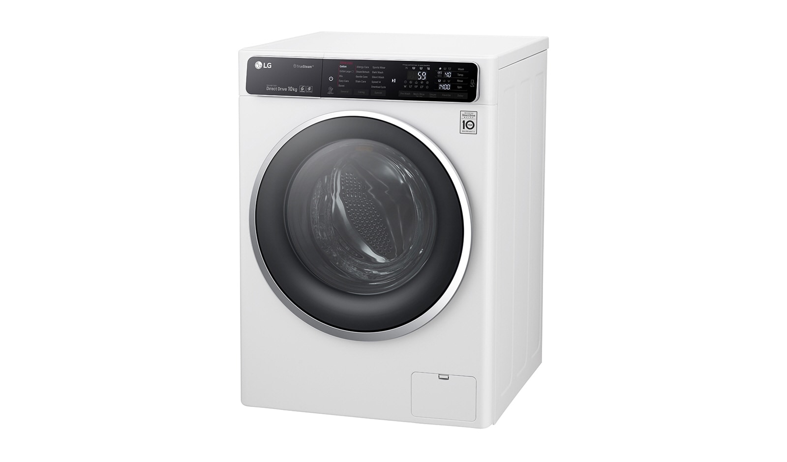 LG Lave-Linge 10KG | TurboWash™ | 6 Motion Direct Drive | Truesteam™ | Bandeau incliné tactile | Finitions chromées | Smart NFC Tag On, LG F14952WHS