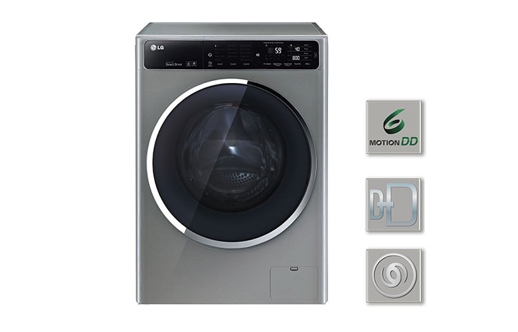 Vue avant de Lave-Linge 8KG | TurboWash™ | 6 Motion Direct Drive | Bandeau incliné tactile | Finitions chromées | Smart NFC Tag On LG F84915IX