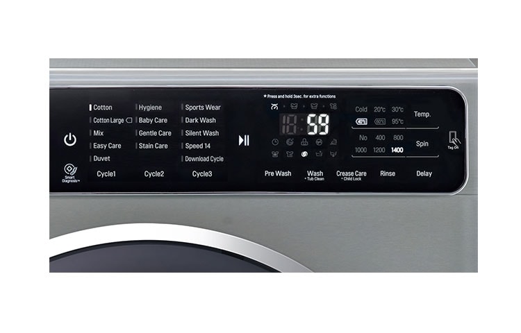 LG Lave-Linge 8KG | TurboWash™ | 6 Motion Direct Drive | Bandeau incliné tactile | Finitions chromées | Smart NFC Tag On, LG F84915IX