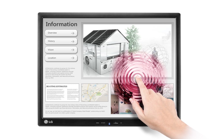 LG 19'' (47cm) | Moniteur LED IPS Tactile | Résolution 1280x1024 | TPS réponse 5ms | VGA , USB pour tactile | Pied inclinable , LG 19MB15T