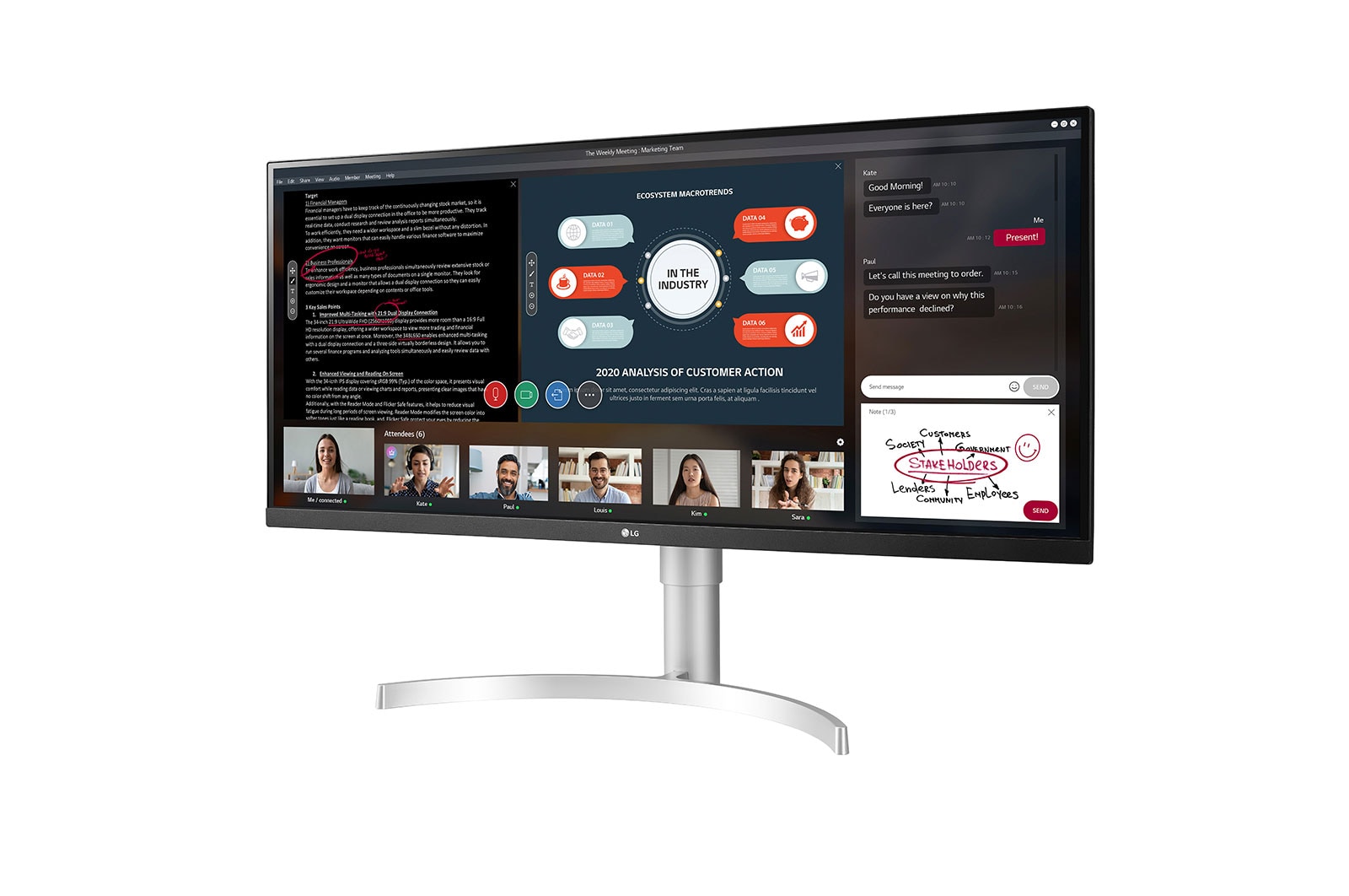 LG 34" (86 cm) | Moniteur LED 21/9ème | Résolution FHD 2560 x 1080, LG 34WN650-W