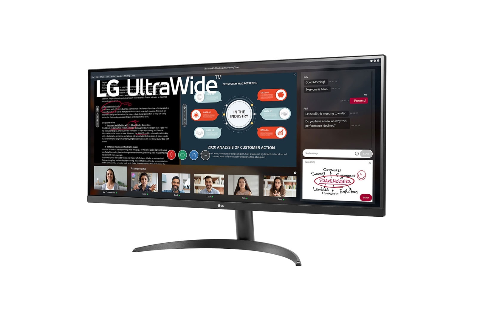 LG 34'' (86 cm) | UltraWide™ Moniteur LED IPS 21/9ème | Résolution UW-FHD 2560x1080, LG 34WP500-B