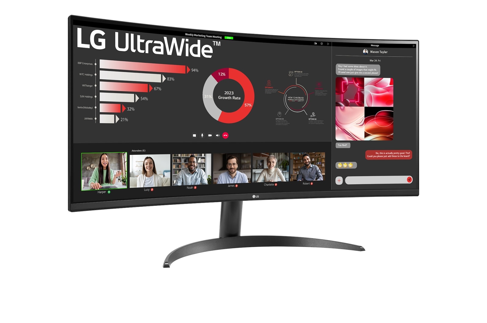 LG 34'' (86 cm) | Moniteur ultra-large incurvé VA 21/9ème | Résolution UWQHD 3440 x 1440, LG 34WR50QC-B