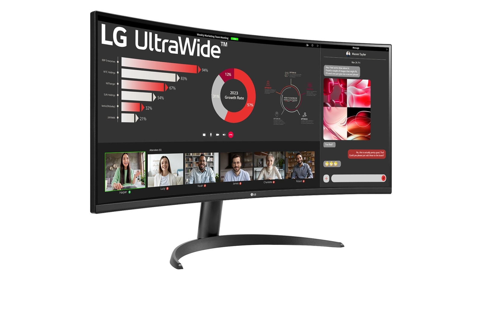 LG 34'' (86 cm) | Moniteur ultra-large incurvé VA 21/9ème | Résolution UWQHD 3440 x 1440, LG 34WR50QC-B