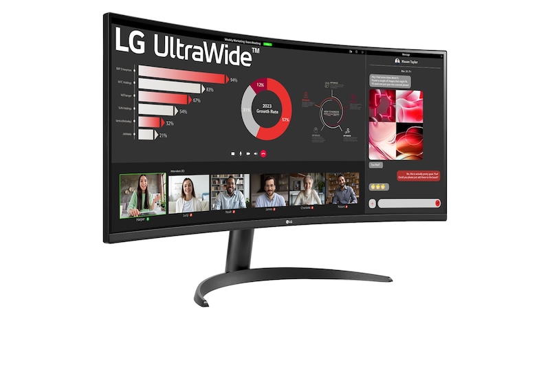 LG 34'' (86 cm) | Moniteur ultra-large incurvé VA 21/9ème | Résolution UWQHD 3440 x 1440, LG 34WR50QC-B