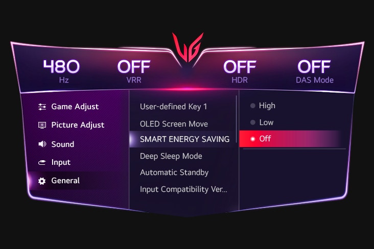 Image de réglage GUI du mode Économie d’énergie intelligente.