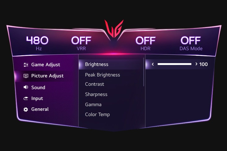 Immagine dell’impostazione GUI della luminosità.