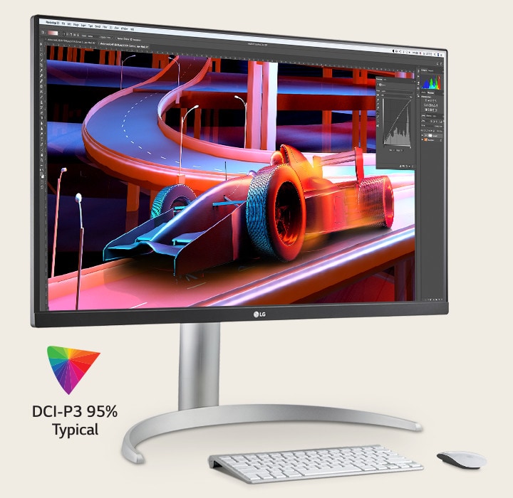 IPS avec DCI-P3 95 % Typical offrant des couleurs réalistes et un grand angle de vision.