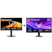Vue avant de Pack | Moniteur gaming 27" OLED + 27'' (68,5 cm) Moniteur gaming IPS | LG 27GX790B-B.27G411A