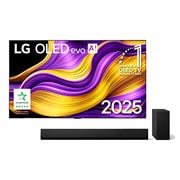 Vue avant de Pack 65 pouces (164 cm) LG OLED evo AI G5 4K Smart TV 2025 + Barre de son SG10TY LG OLED65G54LW.SG10TY