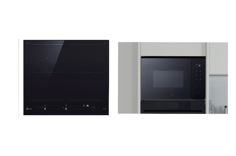Vue avant de Pack | LG Plaque de cuisson à induction encastrable CBIZ2432B + Micro-ondes gril encastrable LG MGBZ25 LG CBIZ2432B.MGBZ25