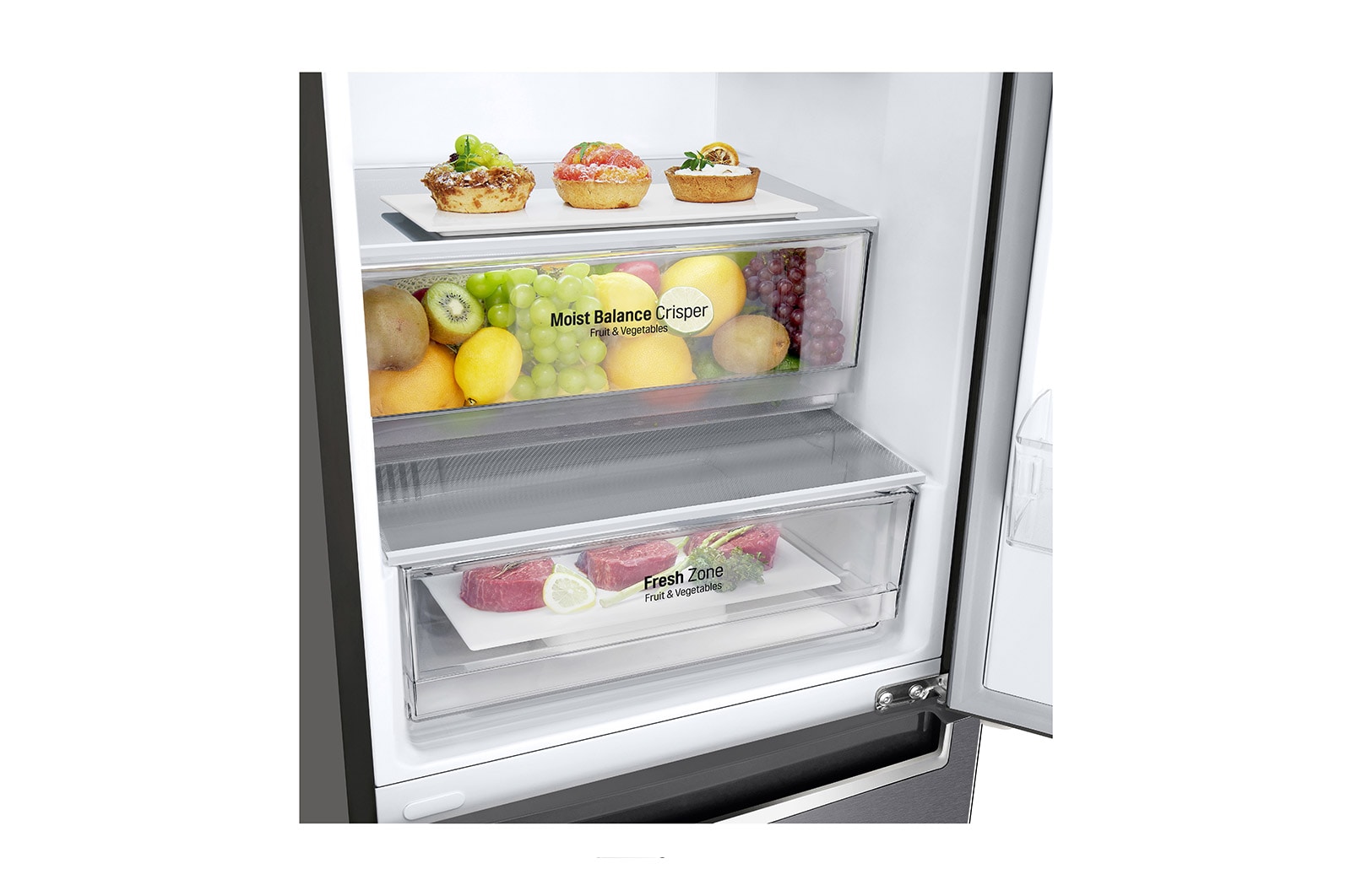 LG Réfrigérateur combiné | 341L | E | 36dB(C) | Total No Frost | Compresseur Linéaire Inverter, LG GBB61DSJZN