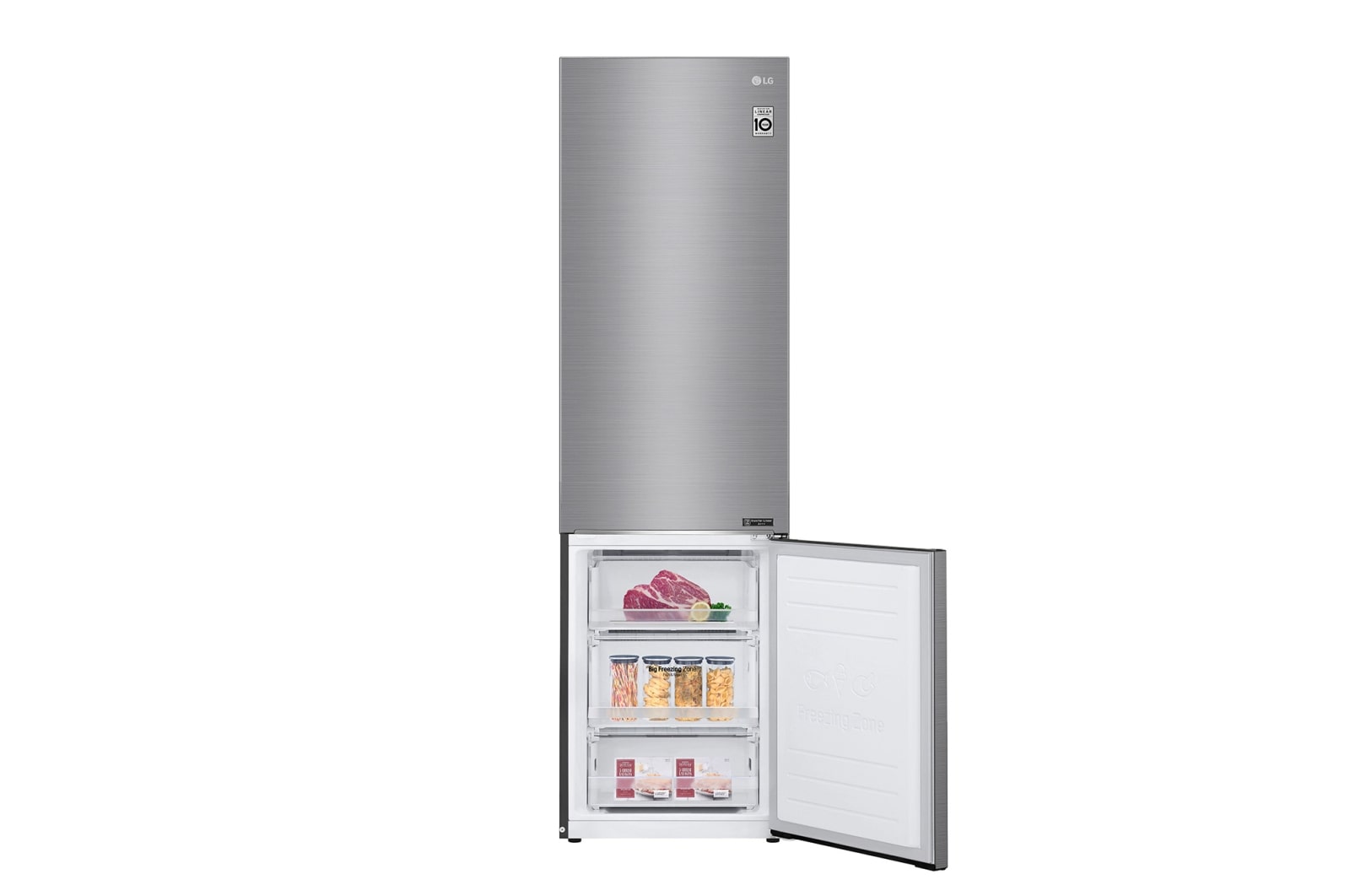 LG Réfrigérateur combiné | 384L | D | 36dB(C) | Total No Frost | Compresseur Linéaire Inverter, LG GBB62PZGFN