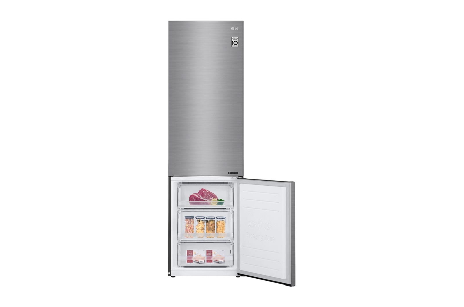 LG Réfrigérateur combiné | 384L | E | 36dB(C) | Total No Frost | Compresseur Linéaire Inverter  , LG GBB62PZJZN