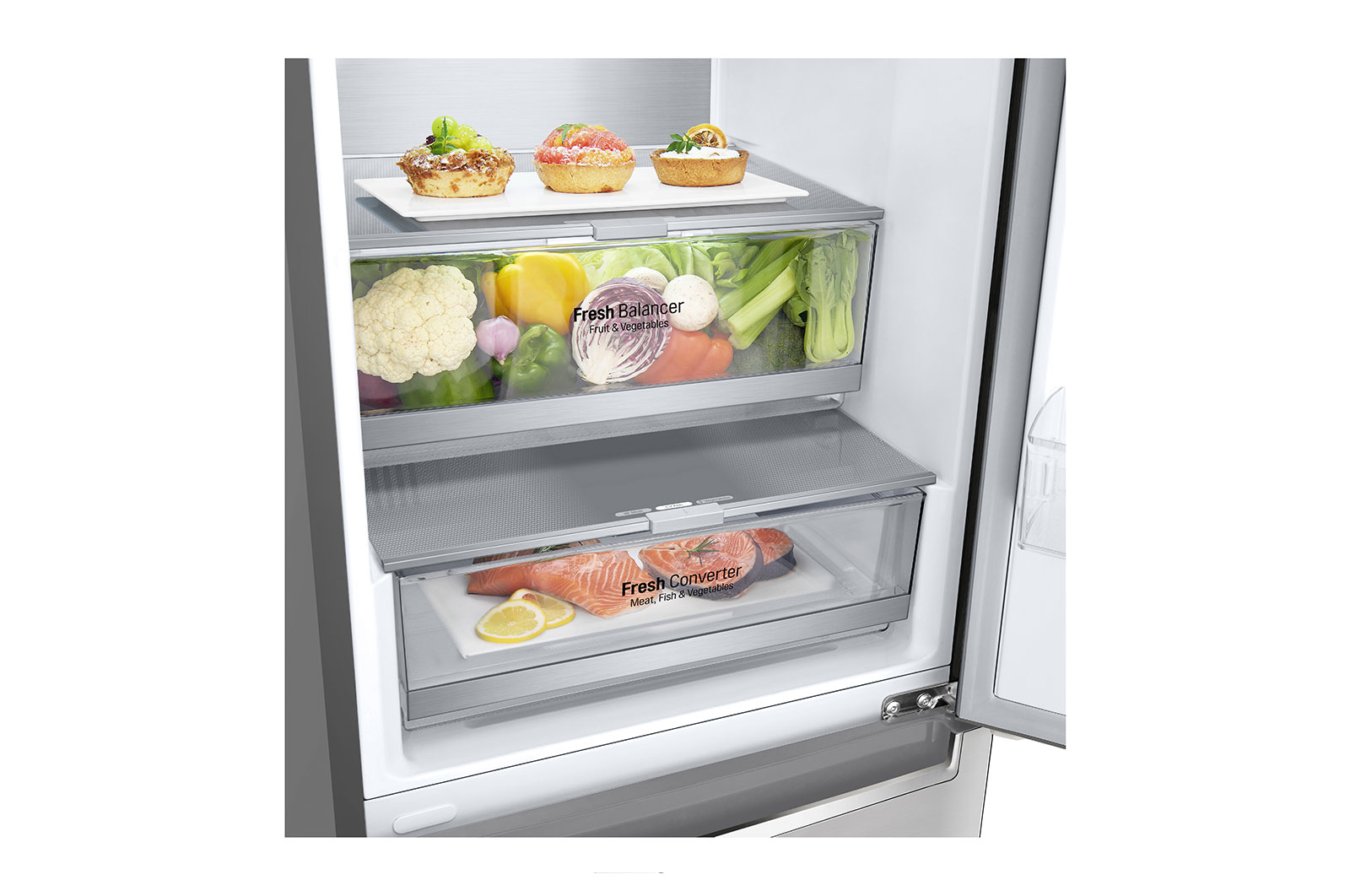 LG Réfrigérateur combiné | 384L | 35dB(B) | DoorCooling+ | Compresseur Linéaire Inverter, LG GBB72NSUCN