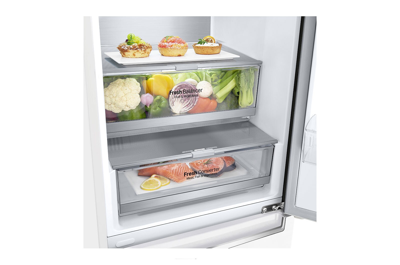 LG Réfrigérateur Combiné | 384L | D | 36 dB(C) | Door Cooling | Compresseur Linéaire Inverter, LG GBB72SWVFN