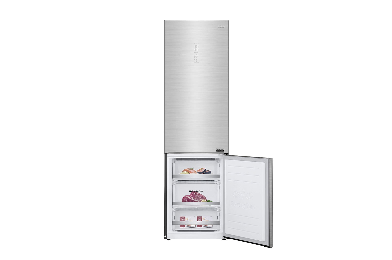 LG Réfrigérateur combiné 384L | Total No Frost | Compresseur Linéaire Inverter | D | Écran tactile Metal | Moist Balance Crisper | Fresh Converter, LG GBB92STAXP