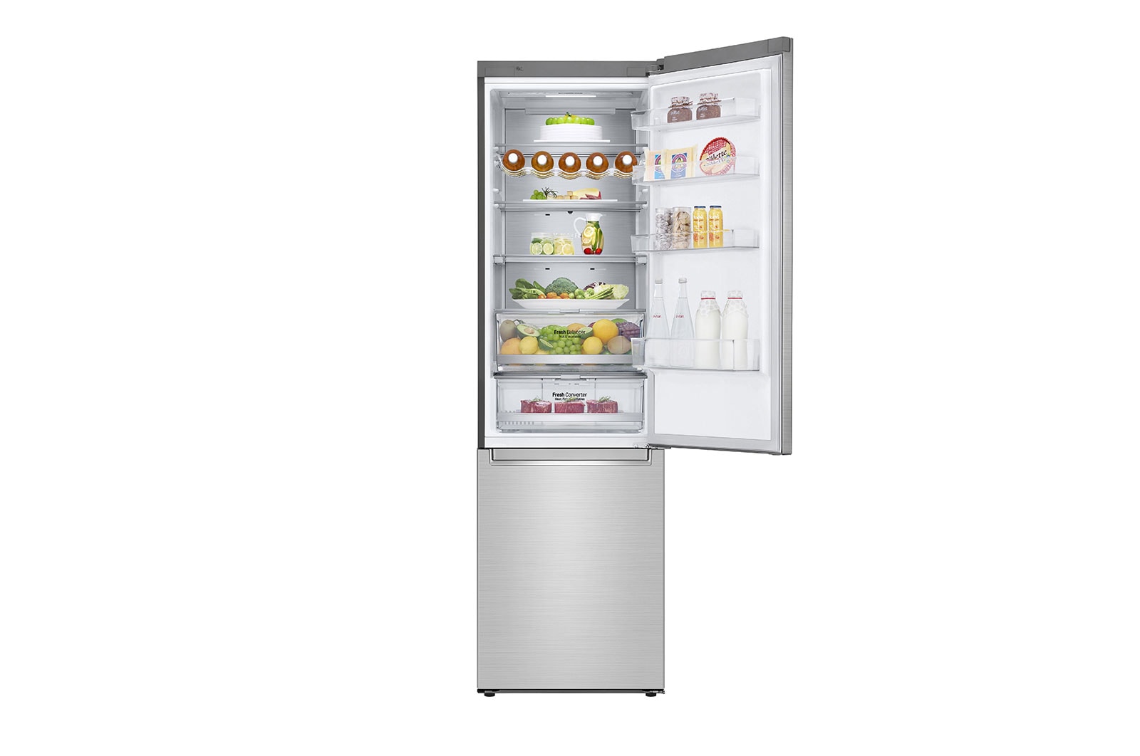 LG Réfrigérateur combiné 384L | Total No Frost | Compresseur Linéaire Inverter | D | Écran tactile Metal | Moist Balance Crisper | Fresh Converter, LG GBB92STAXP