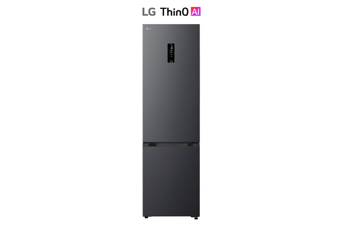 Vue avant du congélateur inférieur LG (gbbsj20dpy) avec finition noir mat