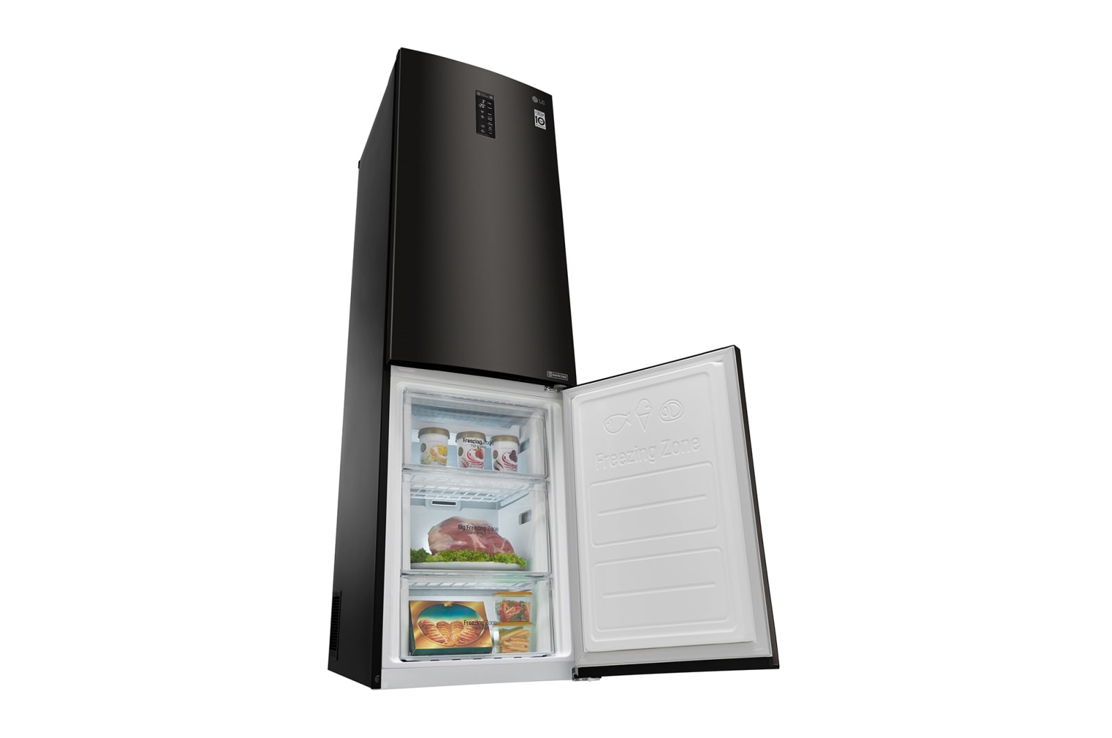 LG Réfrigérateur combiné | Total No Frost | Compresseur linéaire inverter | 37dB | Connecté Wi-Fi | Moist Balance Crisper | Fresh converter , LG GBW6346SBL