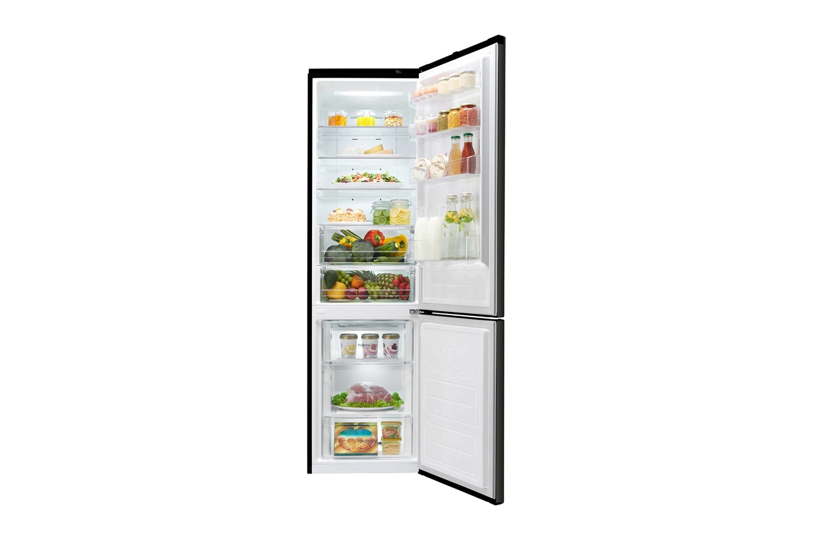 LG Réfrigérateur combiné | Total No Frost | Compresseur linéaire inverter | 37dB | Connecté Wi-Fi | Moist Balance Crisper | Fresh converter , LG GBW6346SBL