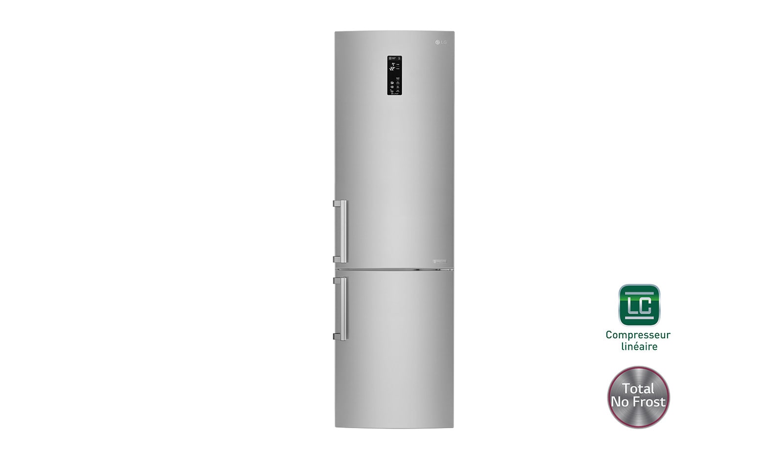 Vue avant de Réfrigérateur combiné | Total No Frost | Compresseur linéaire inverter | Smart Diagnosis™ | Moist Balance Crisper | Fresh converter | A+++ | Wi-Fi LG GBW6388ESC
