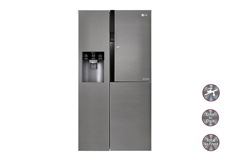 LG Réfrigérateur Américain | 606L | Compresseur linéaire | Total No Frost | Eau'tonome | Moist Balance Crisper | Door in Door® | F, LG GSJ361DIDV