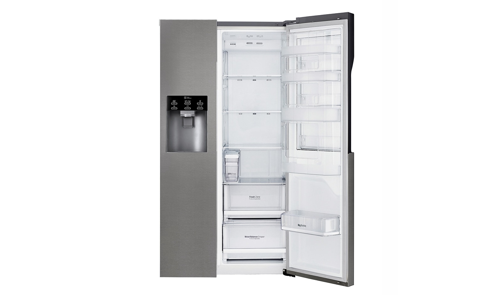 LG Réfrigérateur Américain | 606L | Compresseur linéaire | Total No Frost | Eau'tonome | Moist Balance Crisper | Door in Door® | F, LG GSJ361DIDV