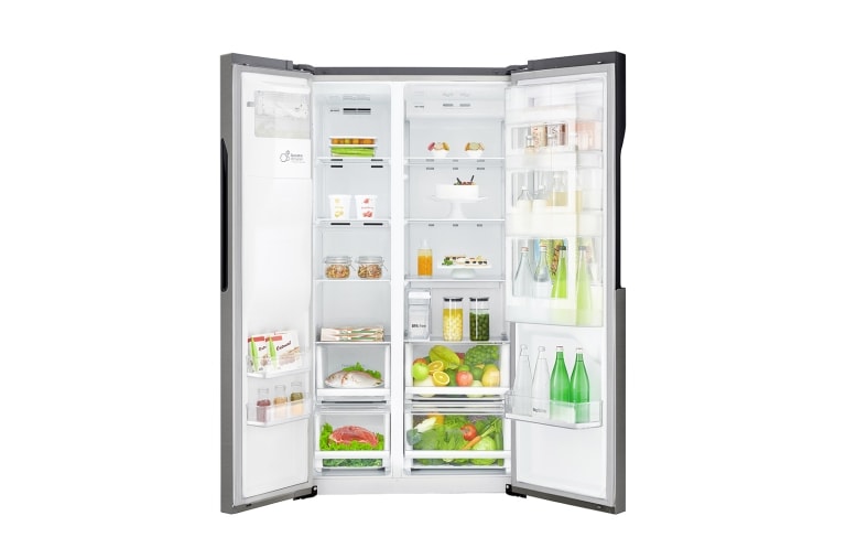LG Réfrigérateur Américain | 606L | Compresseur linéaire | Total No Frost | Eau'tonome | Moist Balance Crisper | Door in Door® | F, LG GSJ361DIDV