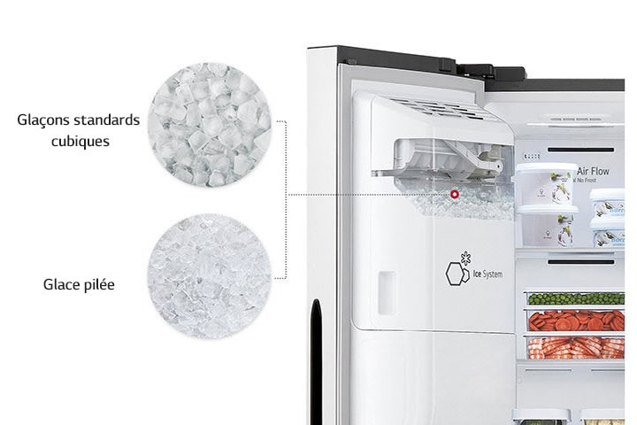 Le réfrigérateur fournit deux types de glaçons