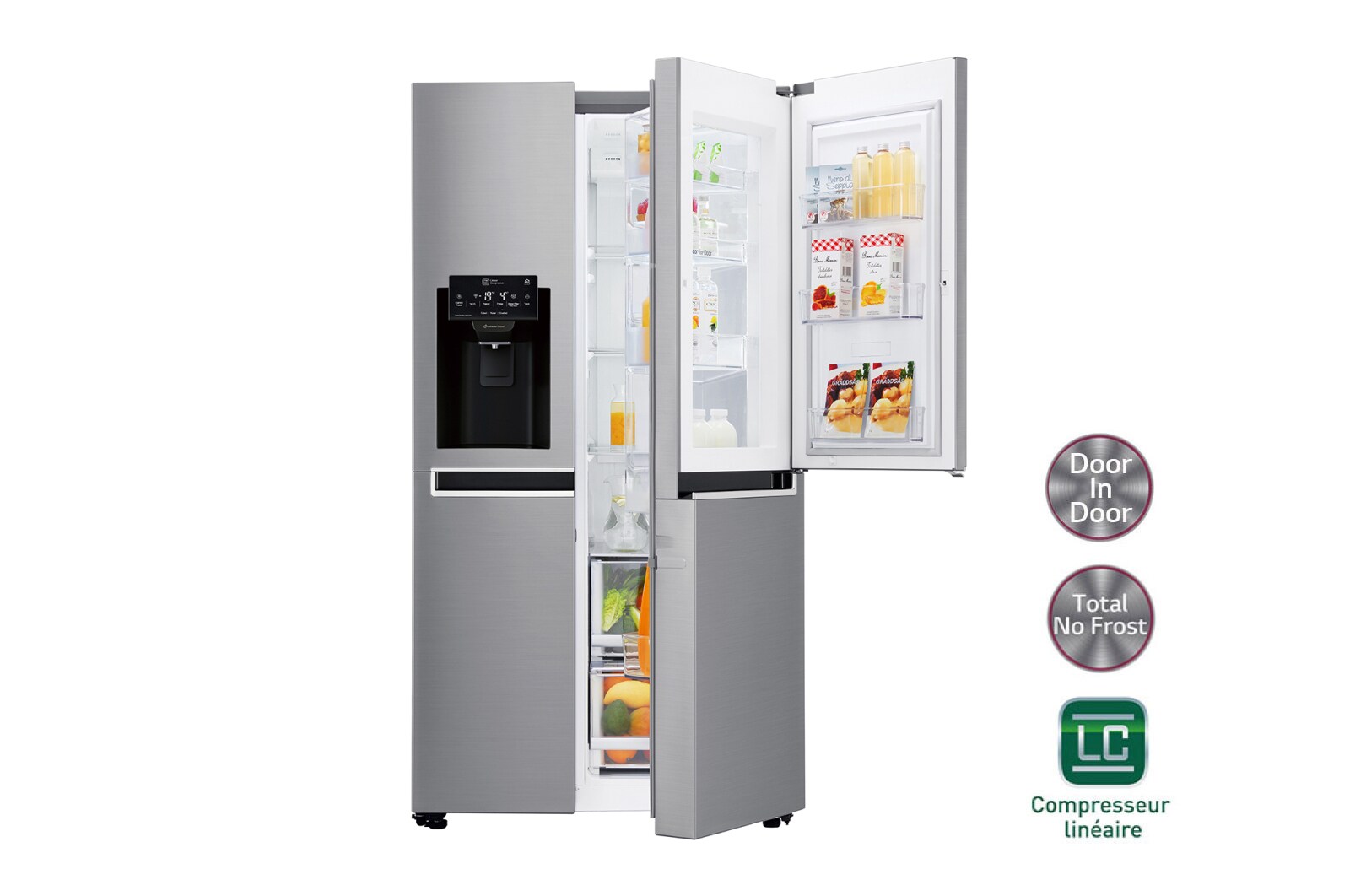 Vue avant de Réfrigérateur Américain | Door-in-Door | 601L | Compresseur Linéaire | Total No Frost | Connécté Wi-Fi | F LG GSS6691PS