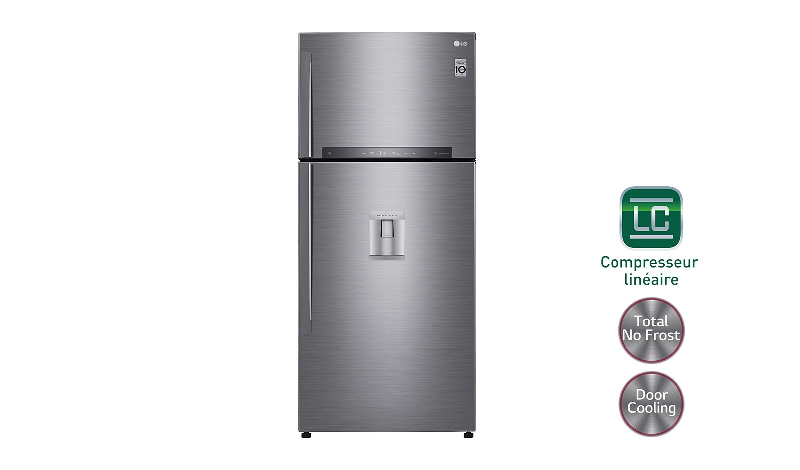 Vue avant de Réfrigérateur 2 portes | Total No Frost | Compresseur linéaire inverter | Door Cooling | WIFI | A++ LG GTF7851PS