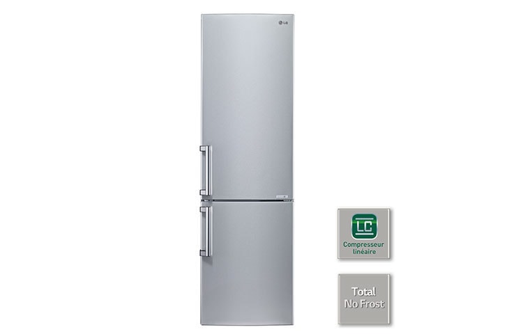 Vue avant de Réfrigérateur Combiné | 343L | Compresseur Linéaire Inverter | No Frost | Magic crisper | Eclairage LED | Inox pro LG GC5799SC
