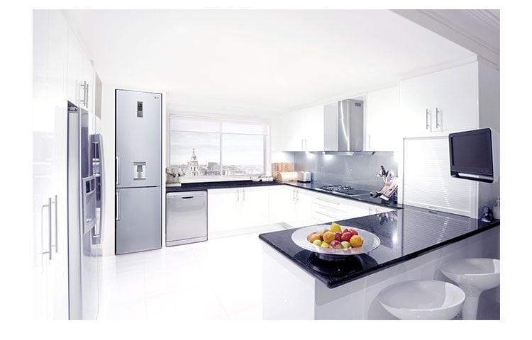LG Réfrigérateur Combiné | 314L | No Frost | Distributeur d'eau | Ecran tactile | Eclairage LED | Inox pro, LG GCF5622SC