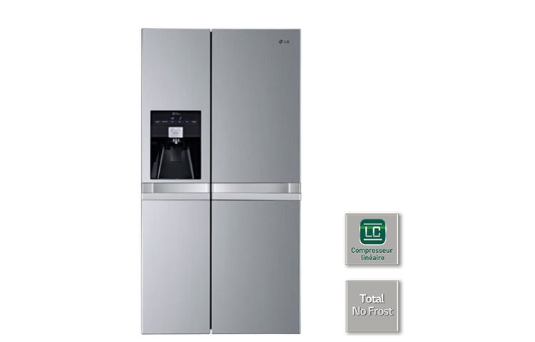 Vue avant de Réfrigérateur Américain | 538L | Compresseur Linéaire Inverter | No Frost | A+ | Poignées horizontales LG GWL3113NS