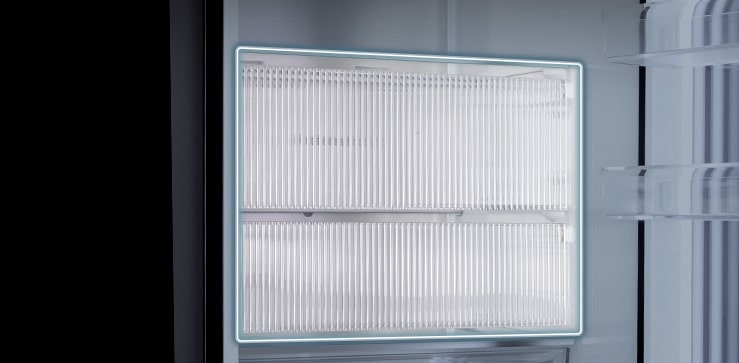 Zone couverture des aliments à l’intérieur du réfrigérateur.