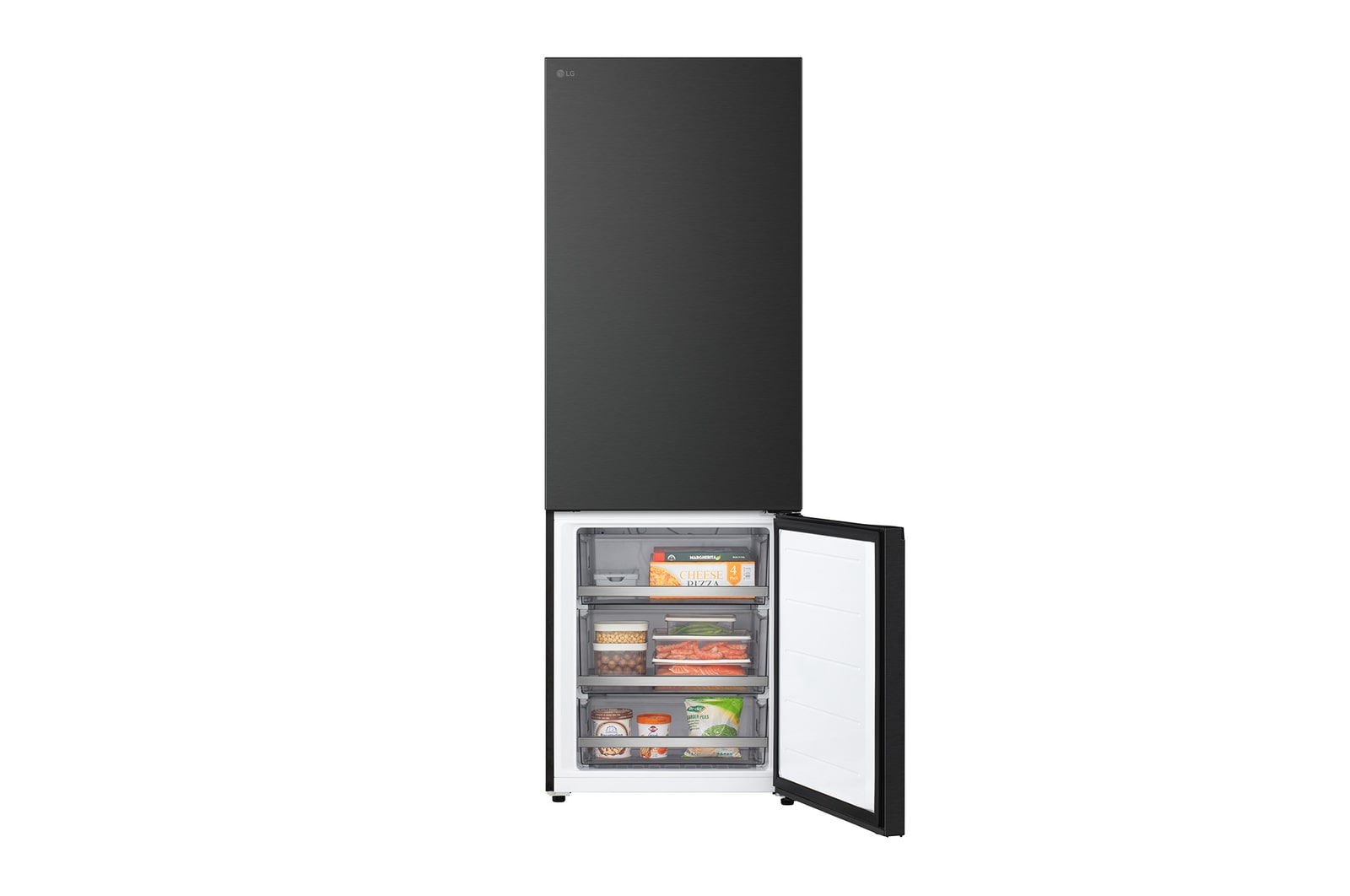 Lower view of LG fridge freezer (GBBW726AEV)