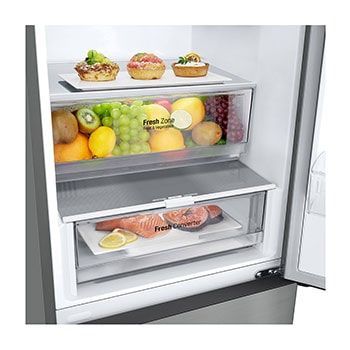 bottom freezer with food