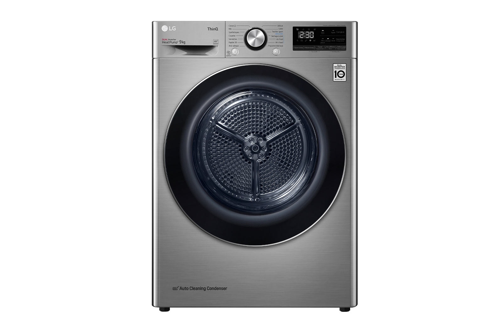 LG Sèche-linge 9kg | A+++ | Condenseur Autonettoyant | Compresseur DUAL Inverter et moteur Inverter garanti 10 ans, LG ﻿RH9V72IX