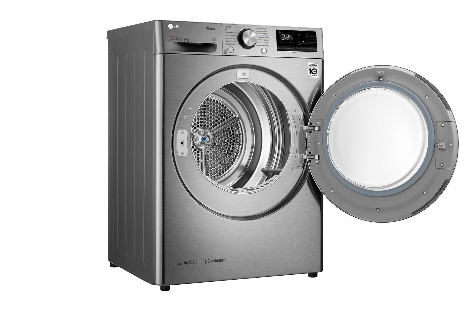 LG Sèche-linge 9kg | A+++ | Condenseur Autonettoyant | Compresseur DUAL Inverter et moteur Inverter garanti 10 ans, LG ﻿RH9V72IX