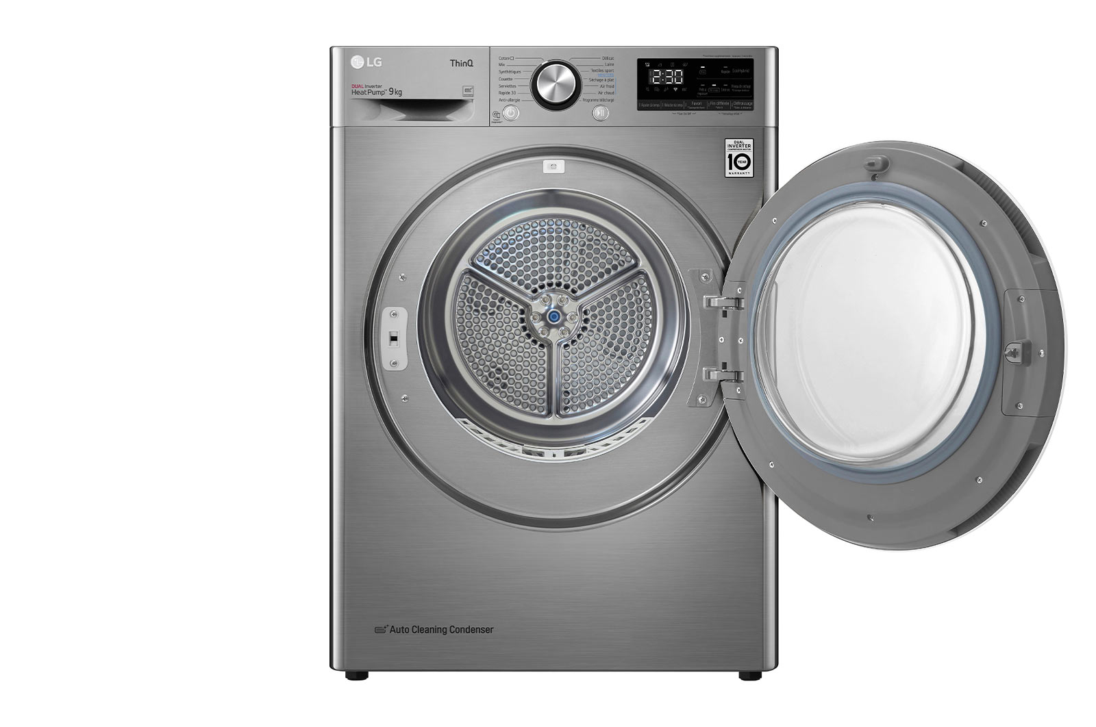 LG Sèche-linge 9kg | A+++ | Condenseur Autonettoyant | Compresseur DUAL Inverter et moteur Inverter garanti 10 ans, LG ﻿RH9V72IX