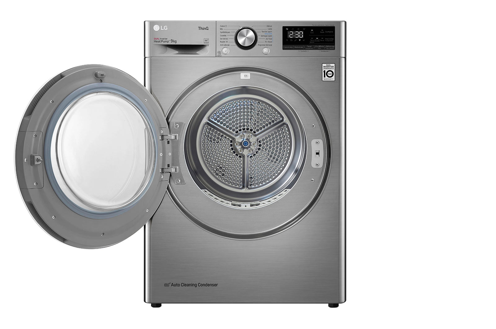 LG Sèche-linge 9kg | A+++ | Condenseur Autonettoyant | Compresseur DUAL Inverter et moteur Inverter garanti 10 ans, LG ﻿RH9V72IX