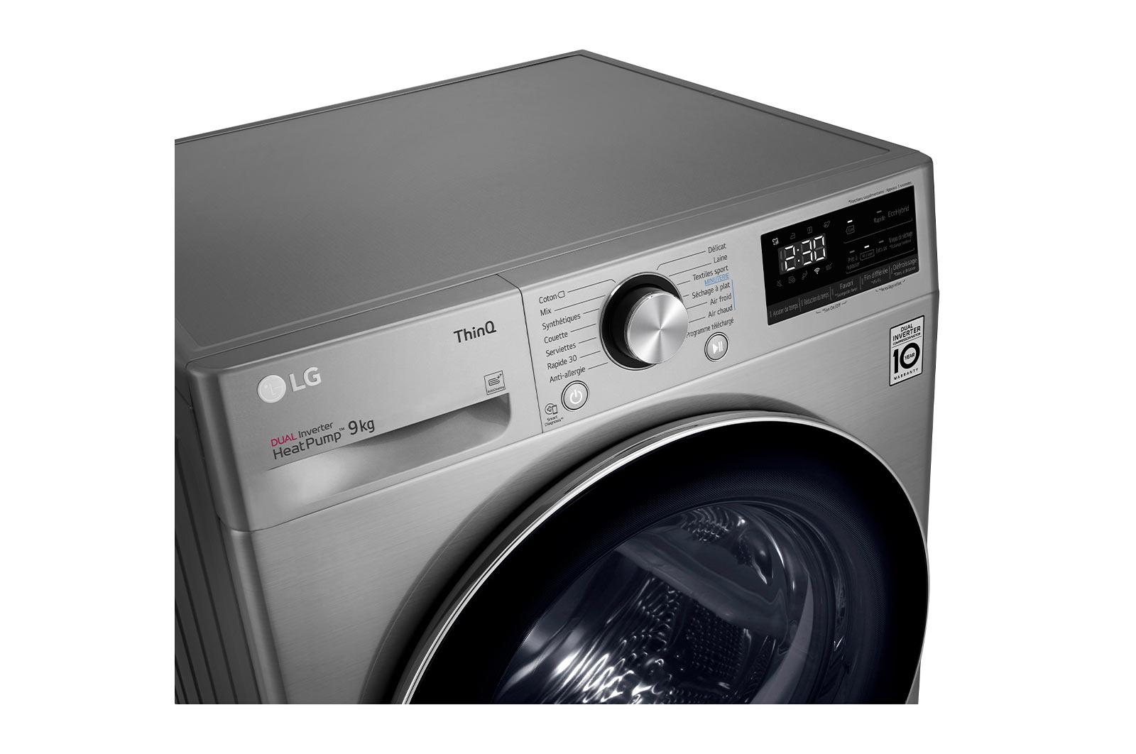 LG Sèche-linge 9kg | A+++ | Condenseur Autonettoyant | Compresseur DUAL Inverter et moteur Inverter garanti 10 ans, LG ﻿RH9V72IX