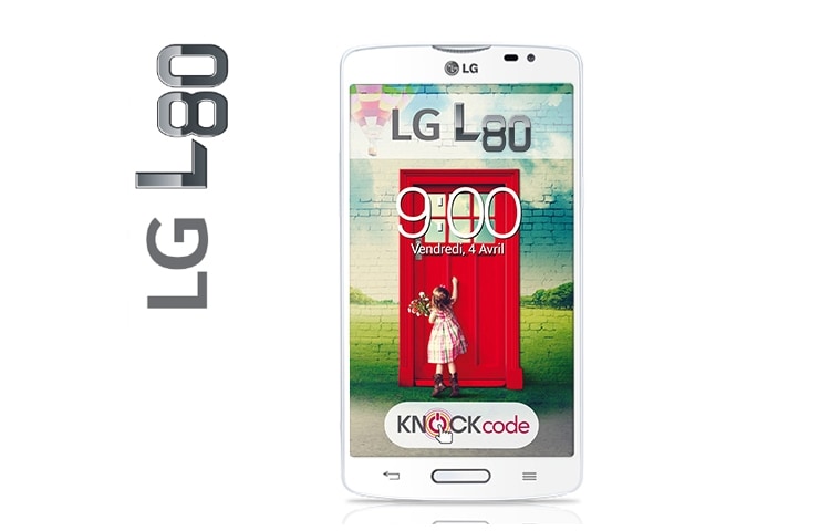 LG L80 | Ecran 5" (12,6cm) 800x480 | Processeur Dual Core 1,2 GHz | Batterie 2540 mAh | APN 8MP | Android 4.4.2 Kitkat | Knock Code, LG L80
