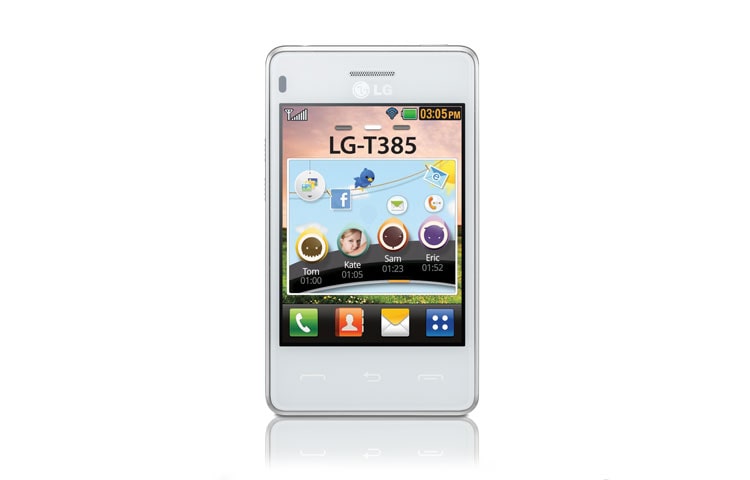 LG T385 Wi-fi | Ecran QVGA 3,2" (8,1cm) | Batterie 950mAh | Processeur 208Mhz | APN 2MP | Facebook et Twitter pré-intégrés | Design premium, LG T385 Wi-Fi