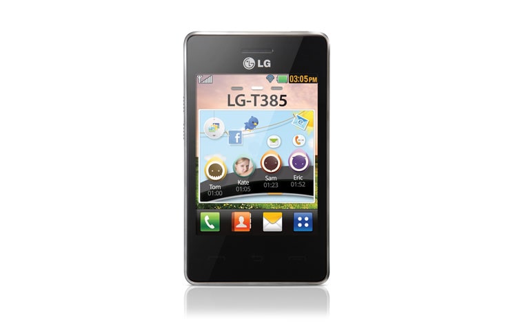 LG T385 Wi-fi | Ecran QVGA 3,2" (8,1cm) | Batterie 950mAh | Processeur 208Mhz | APN 2MP | Facebook et Twitter pré-intégrés | Design premium, LG T385 Wi-Fi