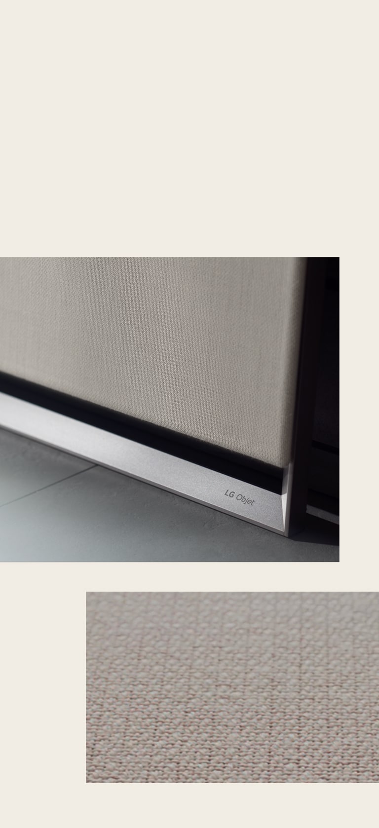 Gros plan sur le textile Kvadrat. Textile Kvadrat partiellement visible sur la partie inférieure de l’EASEL.