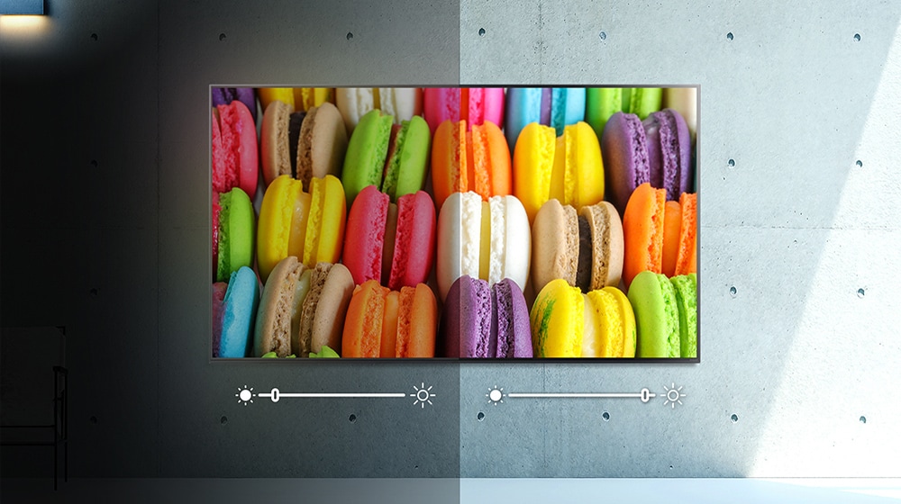 AI Sound Pro is activated and an image is shown as if rich sound fills the space with sound effects.